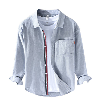 Camisa Oxford De Manga Larga Para Hombre Juvenil