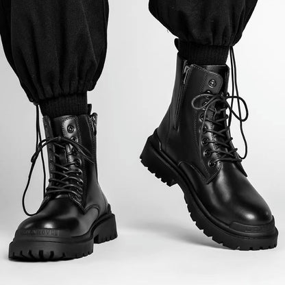 Botas de cuero británicas de altura media para hombres.