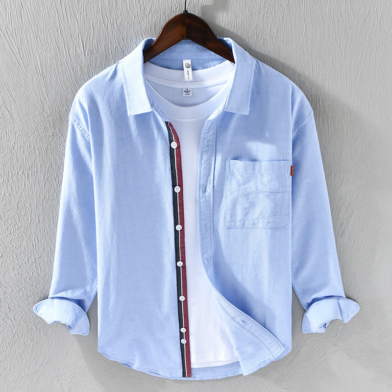 Camisa Oxford De Manga Larga Para Hombre Juvenil