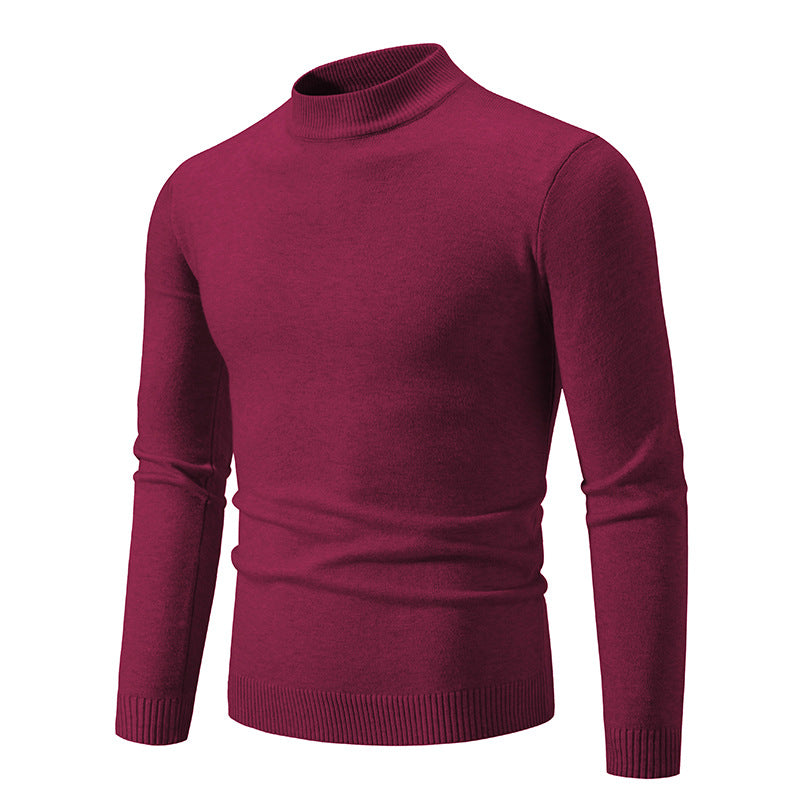 Suéter de Cuello Redondo de Invierno para Hombre Color Sólido