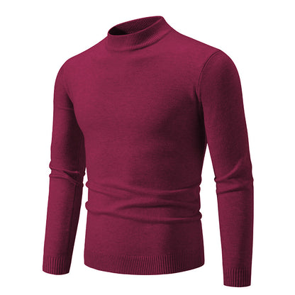 Suéter de Cuello Redondo de Invierno para Hombre Color Sólido