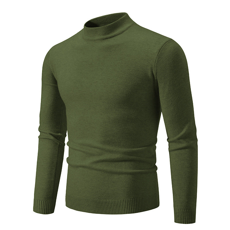 Suéter de Cuello Redondo de Invierno para Hombre Color Sólido