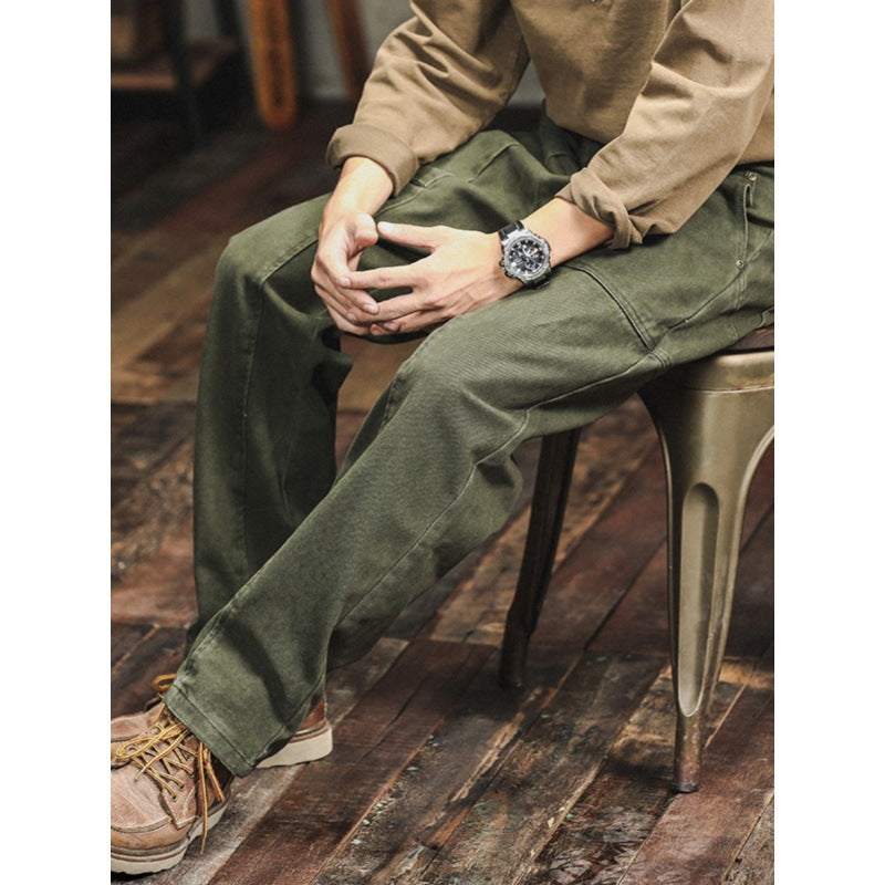 Pantalones casuales retro verde militar