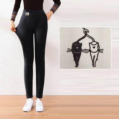 Women's Fashion Simple High-waisted Tight-fitting Warm Pants