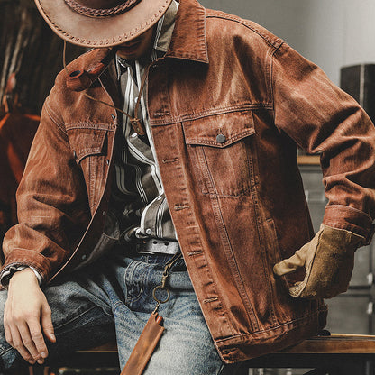 Chaqueta vaquera vintage americana de otoño e invierno para hombre