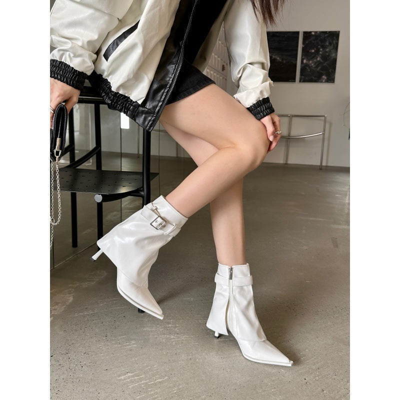 Botas de tobillo y tacón alto de moda para mujer