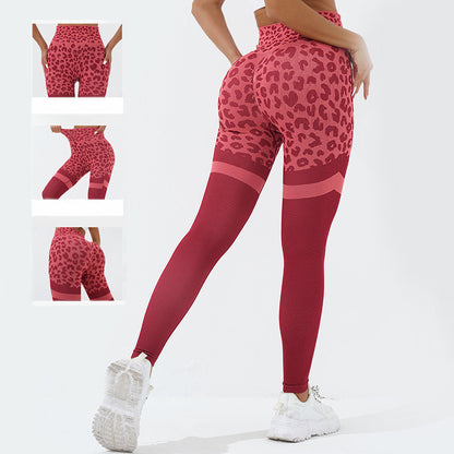 Pantalones deportivos con estampado de leopardo para mujer, cintura alta, levantamiento de glúteos, mallas sin costuras, elásticos, para correr, entrenamiento deportivo, pantalones de Yoga, trajes de gimnasio