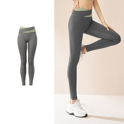 Pantalones de Yoga de cintura alta empalmados, mallas sin costuras con realce de glúteos, pantalones deportivos para correr de secado rápido, ropa deportiva para mujer