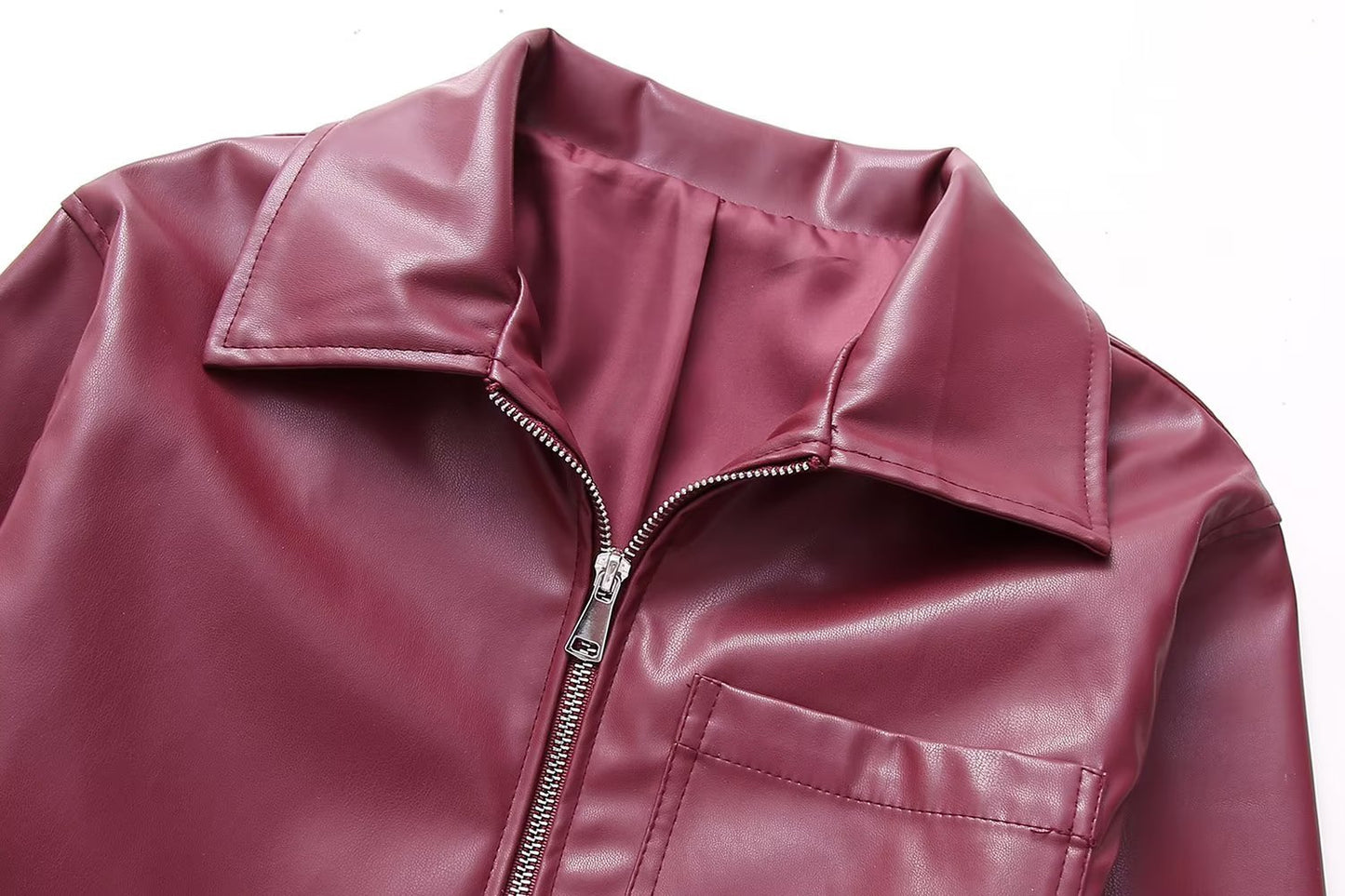 Chaqueta de cuero para moto con estilo fresco y salvaje y solapa