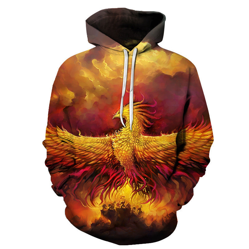 Flame Phoenix Series Hoodie Loose And Versatile Top