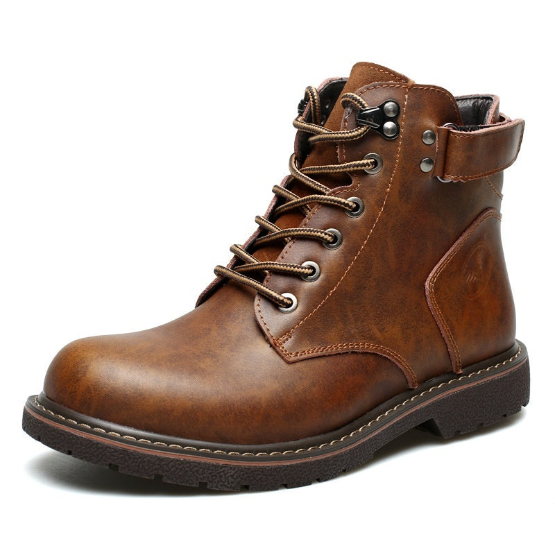 Botas Martin de estilo británico para hombres, de altura media y forradas con fleece.