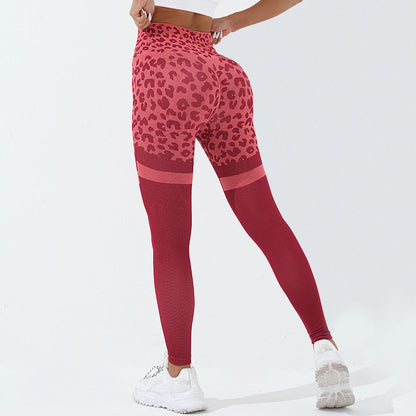 Pantalones deportivos con estampado de leopardo para mujer, cintura alta, levantamiento de glúteos, mallas sin costuras, elásticos, para correr, entrenamiento deportivo, pantalones de Yoga, trajes de gimnasio