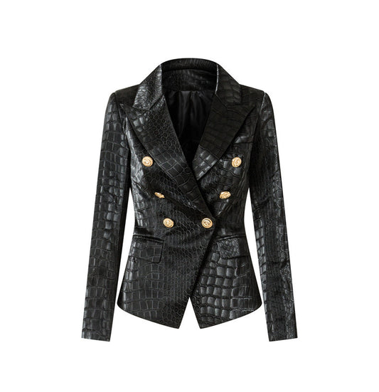 Chaqueta de cuero Pu estilo cocodrilo