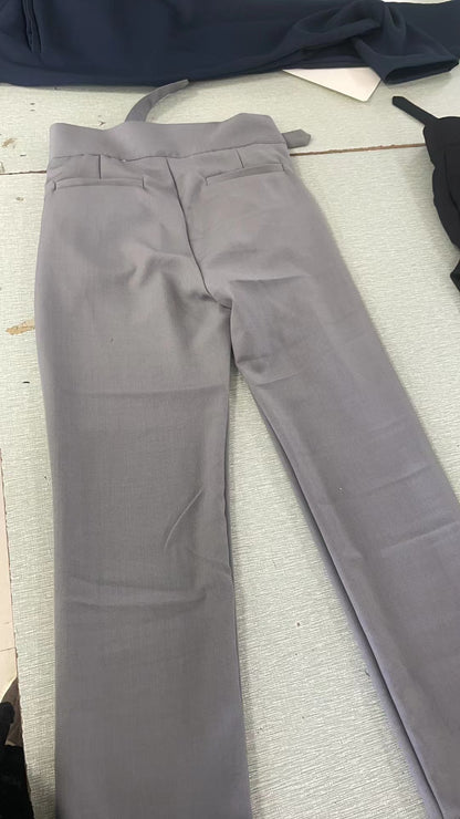 Pantalones de traje casuales ajustados con cinturón para hombre