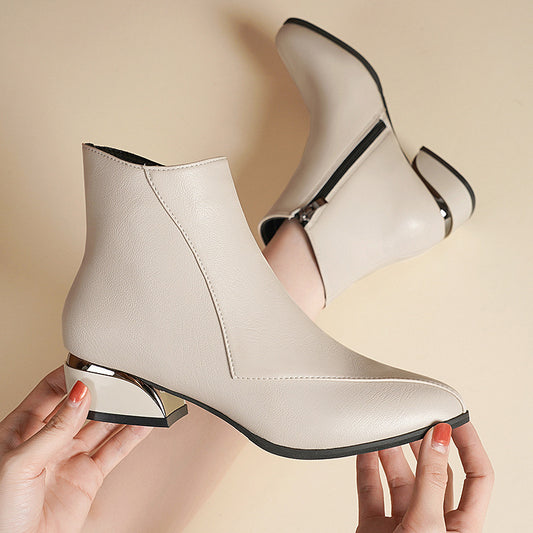 Women's British-style Fashionable Chunky Heel Martin Boots