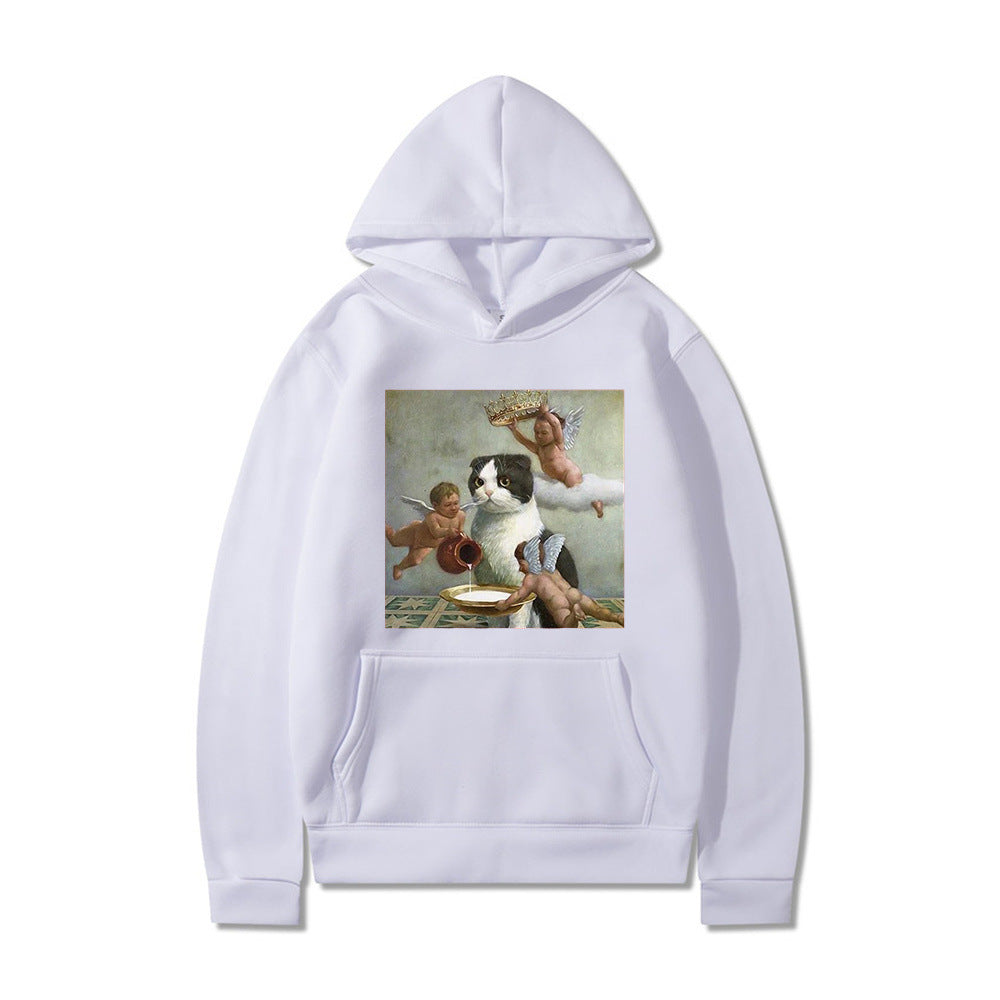 Sweatshirt Angel And Cat Printing Sweater Couple